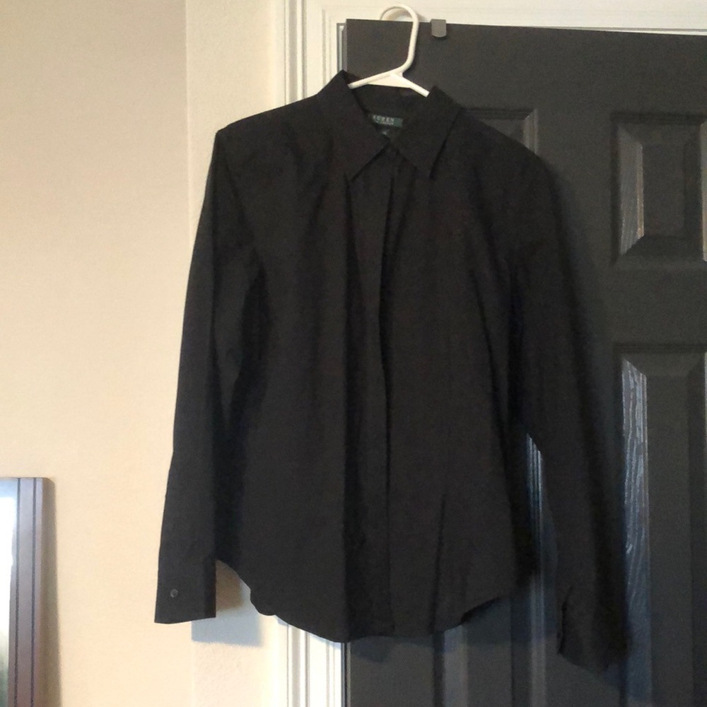 Black cotton no iron Lauren button up shirt